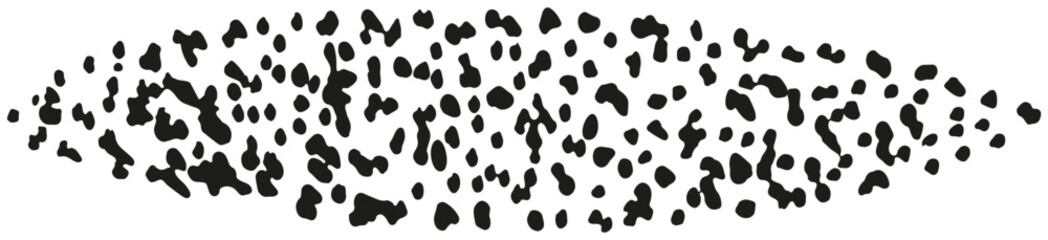 A set of shapeless smooth spots and dots. Black spotted vector brush. Abstract design element isolated on transparent background