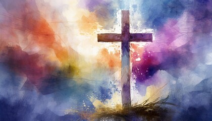 spiritual illustration jesus cross christianity background generative ai - Powered by Adobe
