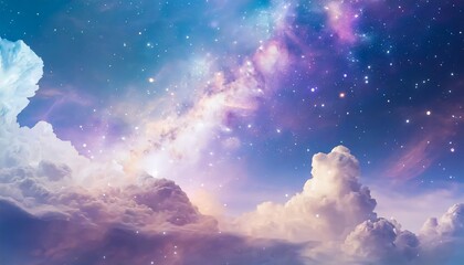 Obraz na płótnie Canvas beautiful sky with clouds and space cosmic galaxy with stars like abstract fantasy and magic universe nebula background