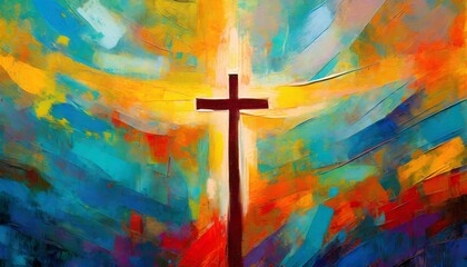 painting art of an abstract background with cross christian illustration