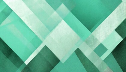 pretty abstract pastel mint green background with diamond squares and triangle shapes layered in...