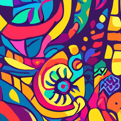 Multicolored vibrant abstract background psychedelic graffiti funky digital wall paper 