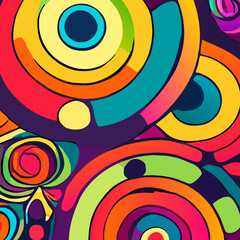 Colorful circles vibrant abstract background psychedelic graffiti funky digital wall paper 