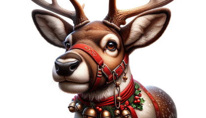 Festive Reindeer with Christmas Bells