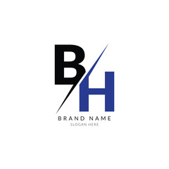 bh black blue letter logo template design.