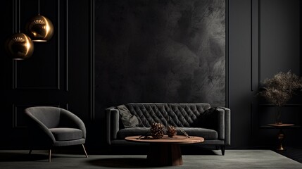 A dark charcoal wall with a velvety smooth texture, exuding a sense of sophistication and mystery.