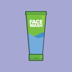 Flat Facewash Vector Illustration Icon bathroom Facewash cosmetic Product Vector