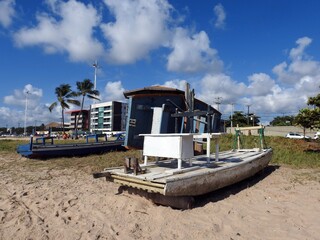 Boa Viagem Beach, Brazil. Sand, summer, boats, coconut trees and heat.