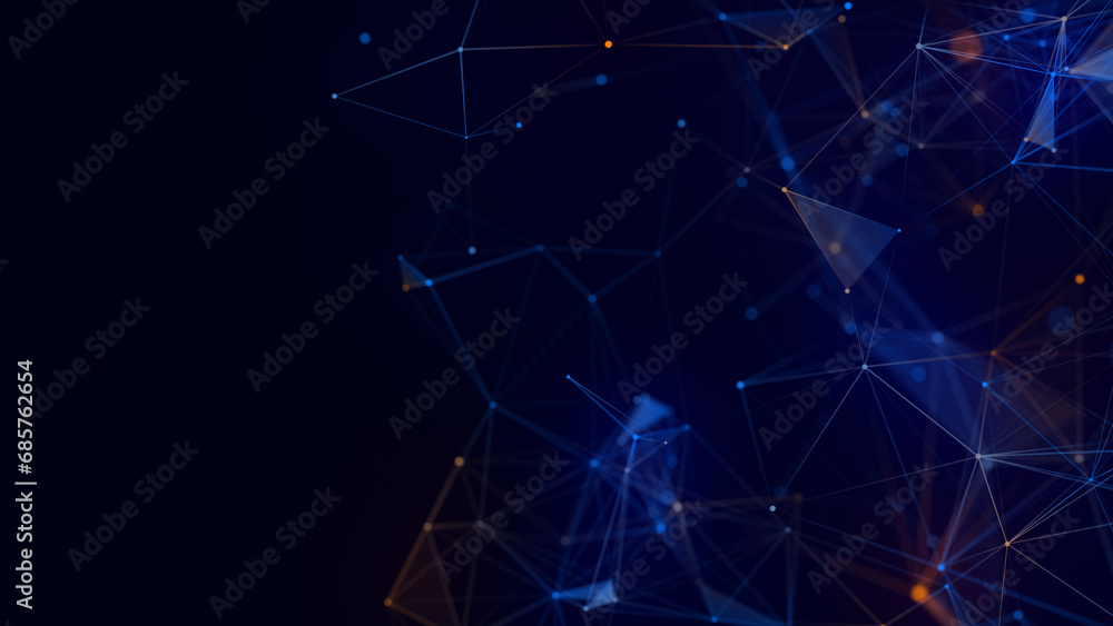 Poster blue network connection structure. digital background with dots and lines. big data visualization. 3