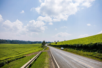landscape with road and blue sky