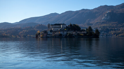 Fototapeta na wymiar Orta San Giulio, famous resort on the eastern shore of Orta Lake, Italy, Europe