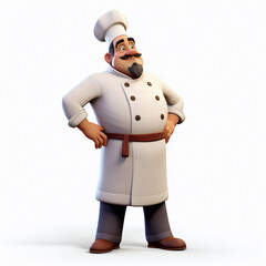 Chef in full growth 3d style on a white background