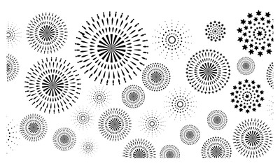 fireworks scenery vector and silhouettes collection black and white