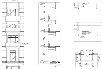Vector sketch illustration of architectural design of balcony of high-rise flats