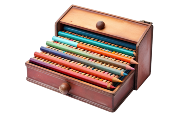 a pencil box in the shape of a drawer On Transparent Background