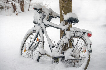 bike in snow