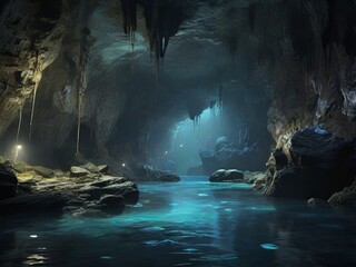 waterfall in the cave