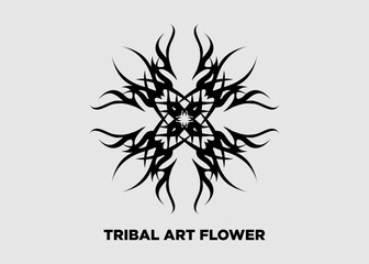 Vector illustration of symmetrical black floral tribal motif
