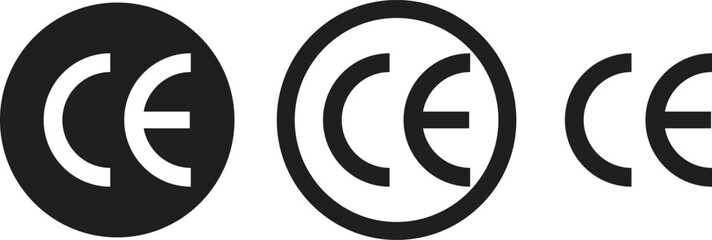 CE symbol collection. CE icon mark vector. CE sign isolated on white background - obrazy, fototapety, plakaty