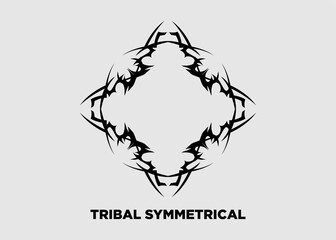 Vector illustration tribal symmetrical black zig zag motif