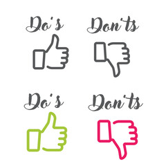 Do and Don't or Like und Unlike icons with positive and negative symbols.