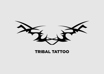 Vector illustration black tribal tattoo dragon head 