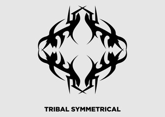 Vector illustration tribal symmetrical black zig zag motif