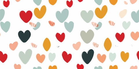 Fototapeta premium Trendy seamless pattern with colorful hearts, valentines day backgrounds print, Vector illustration.