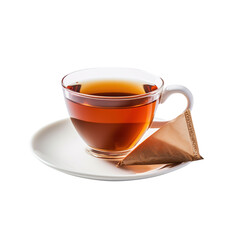 teapot and teabag isolated on transparent background, ceramic teapot, colorful teapot, Orange, Porcelain, clipping path, png file,