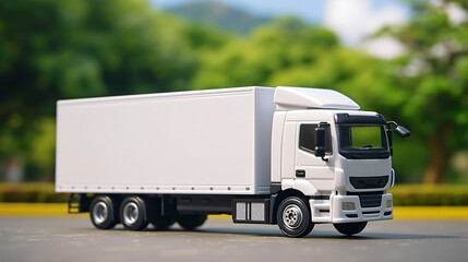 White logistic trailer truck