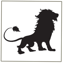 lion black silhouette . Lion isolated on a white background. Walking lion  vector .