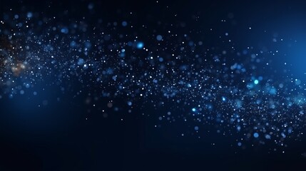 Dark blue background is illuminated by the glow of particles