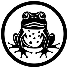 Frog in a circle vector illustration, frog vector logo
