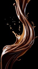 a chocolate swirl in a black background