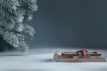 a sleigh in the snow. christmas, new year background