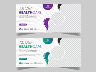Medical facebook cover design template, Modern and minimalist facebook cover design template, healthcare facebook cover web banner template