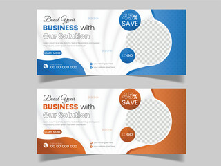 Corporate business facebook cover design template, Modern and minimalist facebook cover design template, Digital marketing facebook cover web banner template
