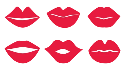 Fotobehang Female lips collection. Simple flat style. vector illustration © YanaBerezh