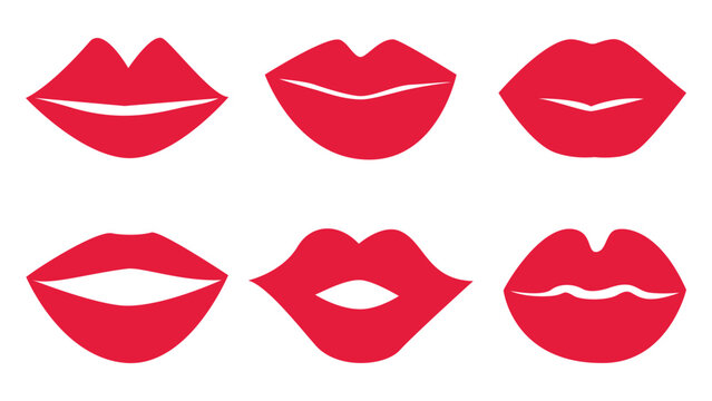 Female lips collection. Simple flat style. vector illustration