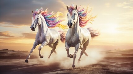 Obraz na płótnie Canvas unicorn running competition