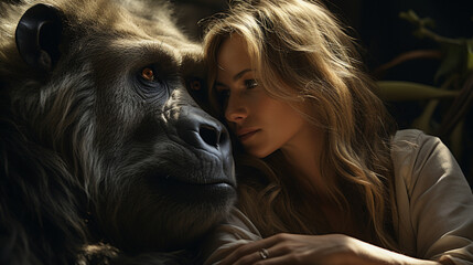 Woman and Gorilla friendship