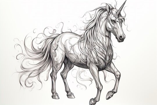 the unicorn design in Line art illustration