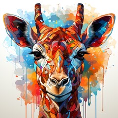 a giraffe with colorful spots