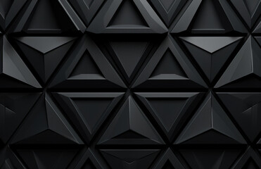 Black abstract polygonal background wall.