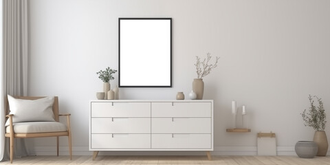 Mockup frame in living room interior