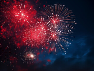 Fototapeta premium Hyperrealistic fireworks on the background of deep blue sky