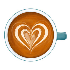Clipart of hot latte art from top view