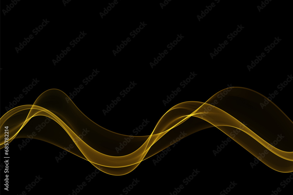 Poster abstract shiny transparent wave design element on dark background.