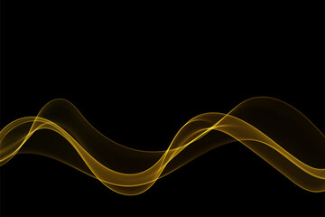 Abstract shiny transparent wave design element on dark background.