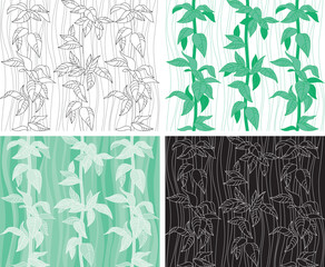 Seamless floral pattern, four color samples